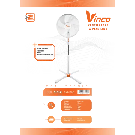 scheda Ventilatore a Piantana Vinco 40 cm 45 W