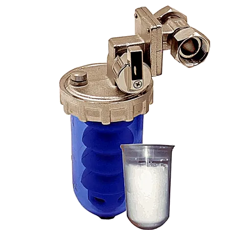 Dosatore polifosfati con 1 ricarica anticalcare ruotato collegamento orizontale