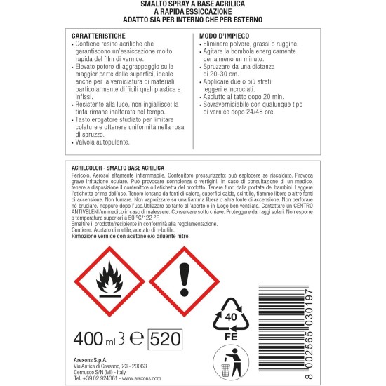 etichetta Vernice Spray RAL 5015 Blu Cielo Arexons