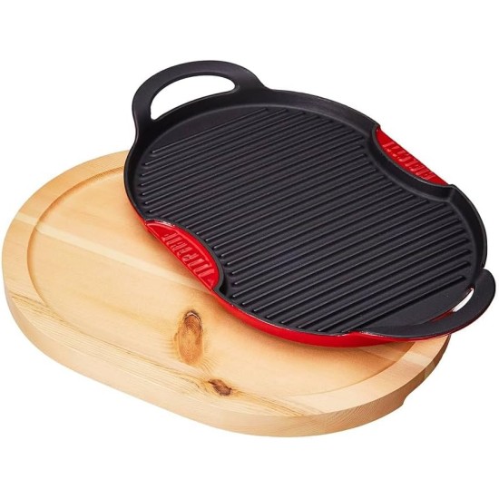 Piastra per bistecca con vassoio ovale in legno