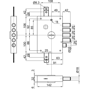 Serratura Dierre Porta Blindata​ modello Atra art. 6111.1.DE entrata 60 2