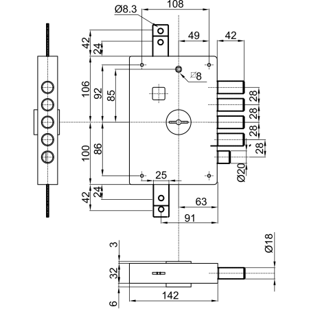 Misure Serratura Dierre Porta Blindata​ modello Atra art. 6111.1.DE entrata 60