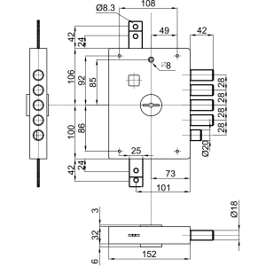 Serratura Dierre Porta Blindata Atra 7111.2 DE - E70 mm DX 2