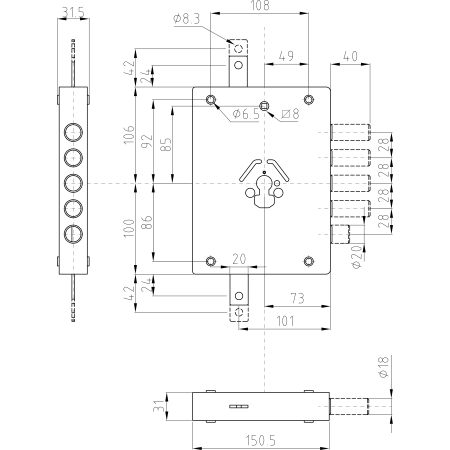 Misure Serratura Dierre Porta Blindata Cilindro Europeo Entr 70 SX