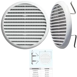 Griglie Aerazione Tonde con Molle in Plastica Bianche 80/125 2