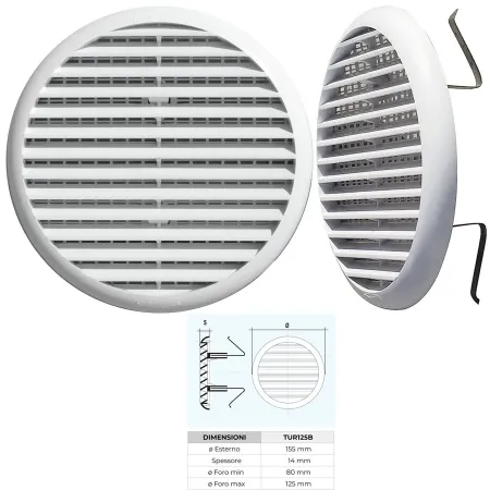 Misure Griglie Aerazione Tonde con Molle