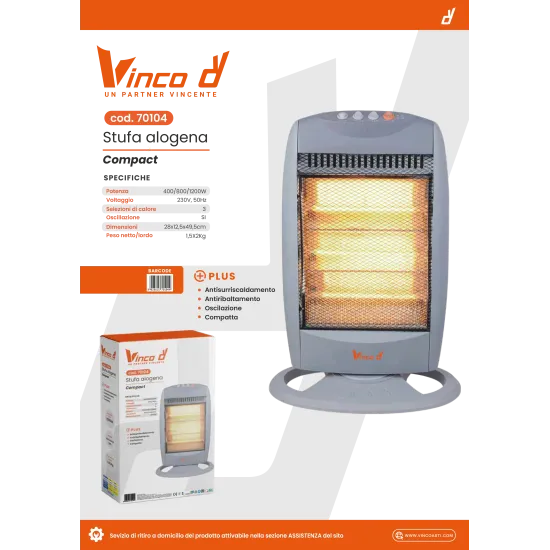 scheda tecnica Stufa alogena elettrica