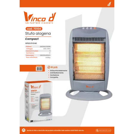 scheda tecnica Stufa alogena elettrica