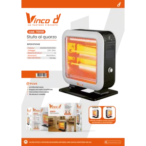 Stufa elettrica al quarzo doppio pannello VINCO 1200W 2