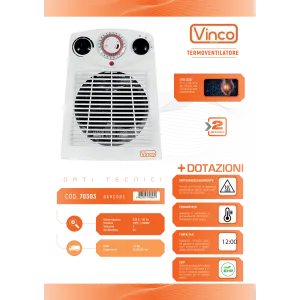 Termoventilatore con timer – Caldobagno VINCO 2000W 2