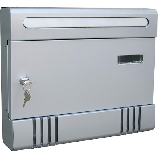 Cassetta posta da Esterno in Acciaio 365x65x300mm Silver orizzontale con chiave di sicurezza