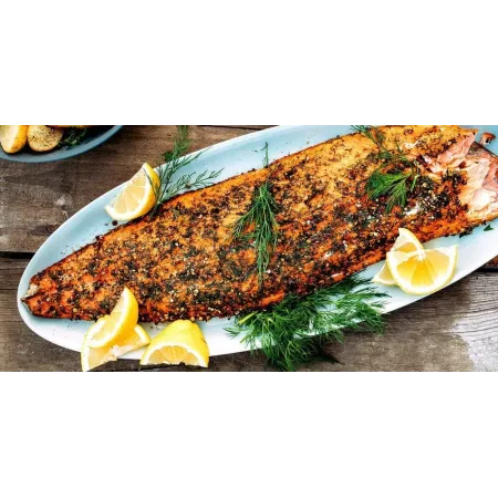 pesce affumicato con chips di melo