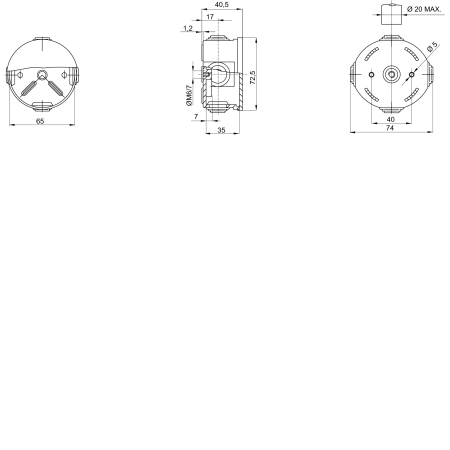 Misure Cassetta Derivazione Tonda Gewiss Ø65 GW44001 – Serie 44