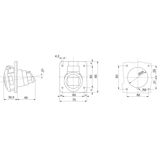 Misure Presa Industriale Trifase Gewiss 16A 3P+N+T 380V – GW62210H