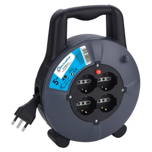 Prolunga avvolgibile Electraline 5m - arrotolatore cavo elettrico con 4 Prese Schuko 16A