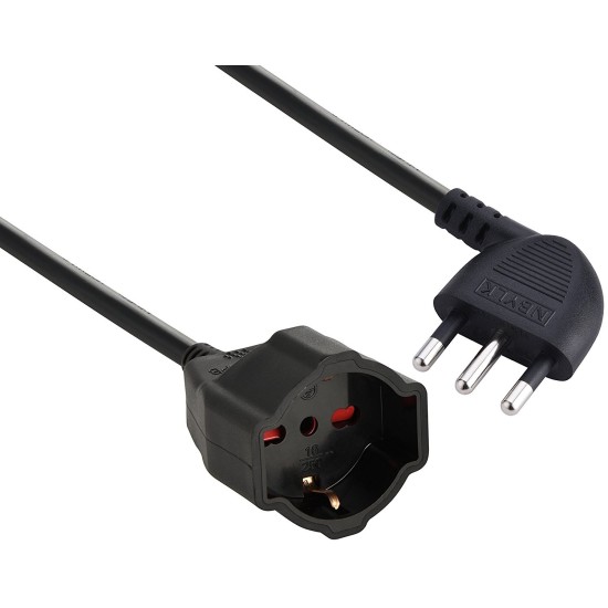 Prolunga 3 metri Electraline nera - Presa Bipasso Schuko