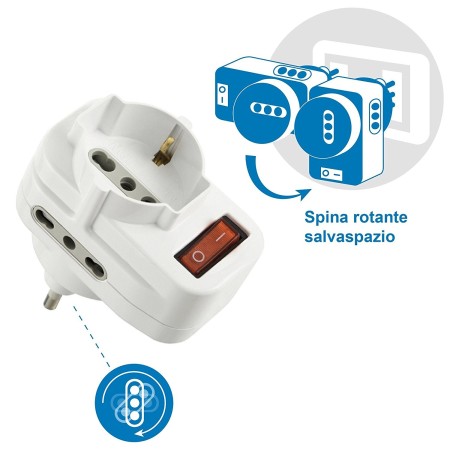 Adattatore Multipresa Electraline con spina rotante 16 A per orientamento flessibile