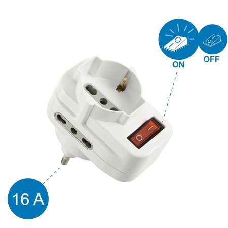 Adattatore Electraline 71033 tripla presa con interruttore