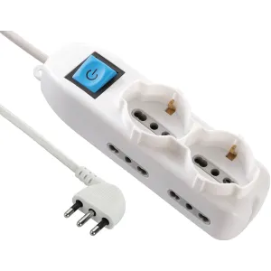 Ciabatte Multiprese Electraline - Presa Multipla salvaspazio, con prese Schuko e bivalenti e interruttore.