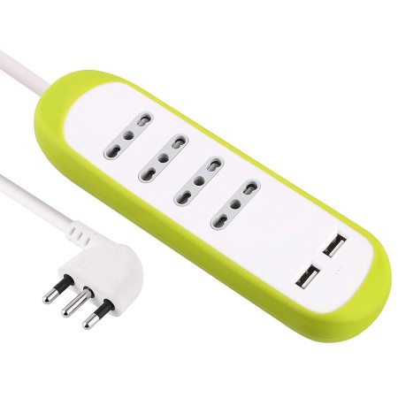 Ciabatta con USB Electraline - Multiprese da Scrivania Verde