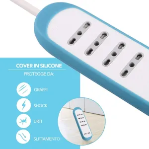 Multipresa colorata Blu Electraline - presa elettica con USB 2