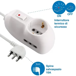 Adattatore Multipresa Electraline  - Spina Salvaspazio 2