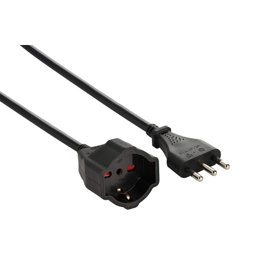 Prolunga con presa Schuko 10/16A Electraline nera da 10m - Spina 16 Ampere