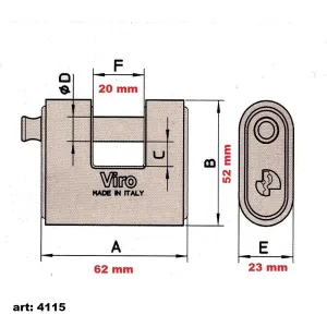 Lucchetto Corazzato Viro Panzer - Catenaccio Antiscasso 62mm 2