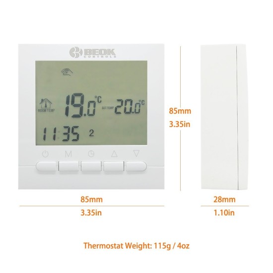 Cronotermostato Digitale Settimale LCD a batteria - BOON Bianco