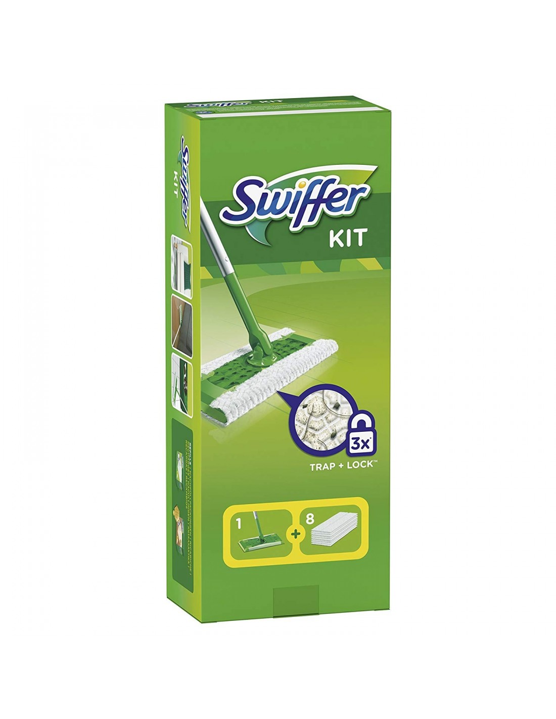Swiffer Kit Completo di 1 Scopa e 8 Panni