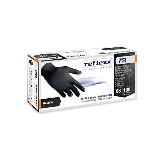 Confezione Guanti in Nitrile Reflexx R78 taglia 8 100 pezzi neri