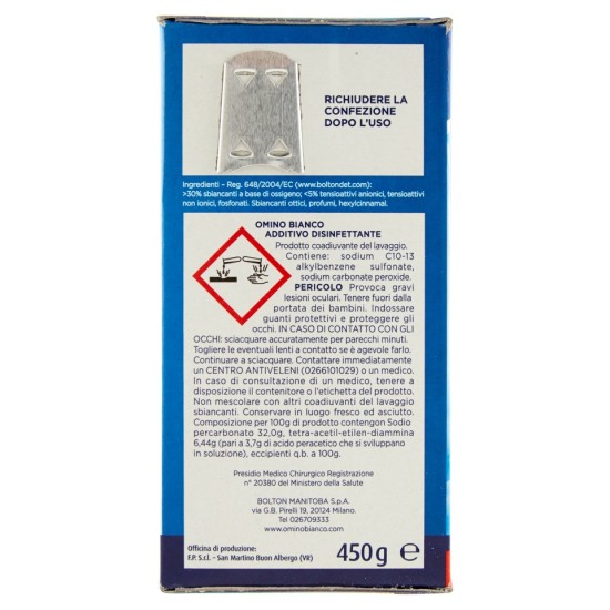 Omino Bianco Additivo Disinfettante Deo+ Polvere 450g