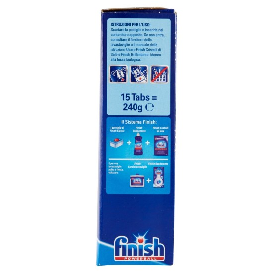 Istruzioni per l'uso delle Finish 15 pastiglie power ball