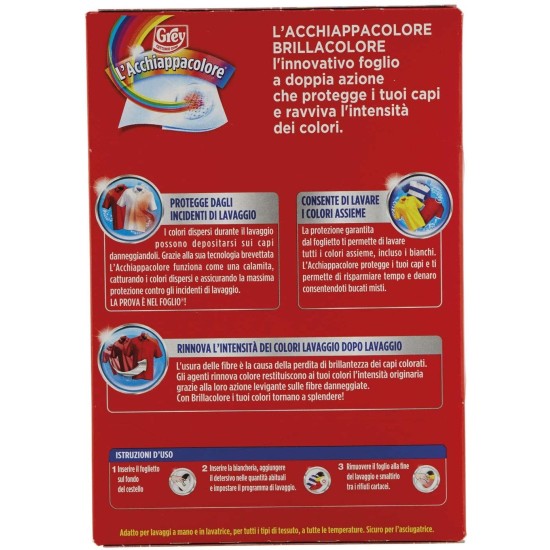 Informazioni Istruzioni d'uso per L'Acchiappacolore Grey - Brillacolore 16 fogli - Protezione dei Colori