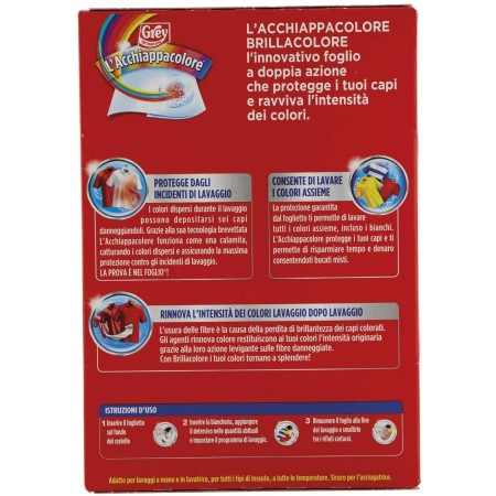 Informazioni Istruzioni d'uso per L'Acchiappacolore Grey - Brillacolore 16 fogli - Protezione dei Colori