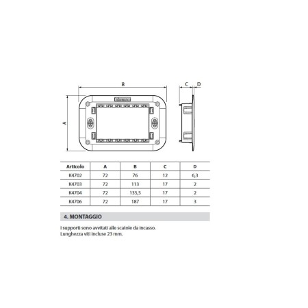 misure Supporto Living Now 6 Moduli - K4706