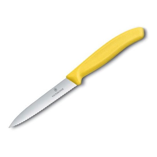 Victorinox Coltello da cucina con manico Fibrox Giallo Lama Seghettata