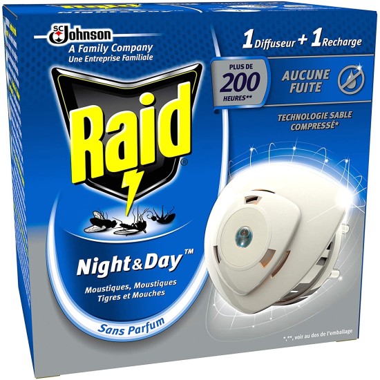 Raid Night e Day Anti Zanzare Inodore - 1 Base + 1 Ricarica