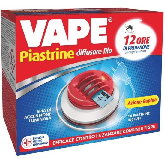 Vape Diffusore Elettrico con Filo e 10 Piastrine Antizanzare