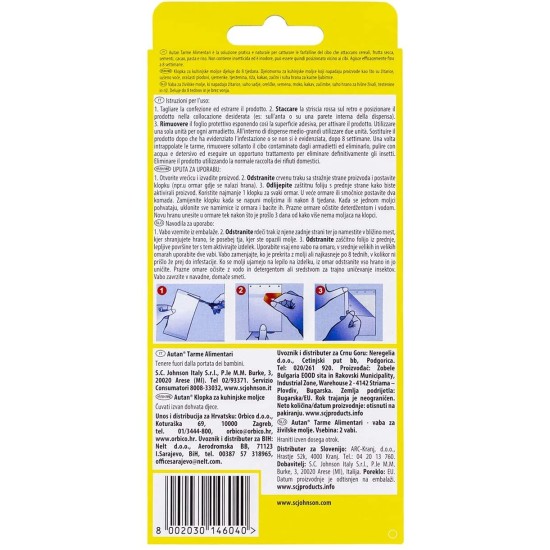 Istruzioni d'uso di Autan Adesivi per tarme