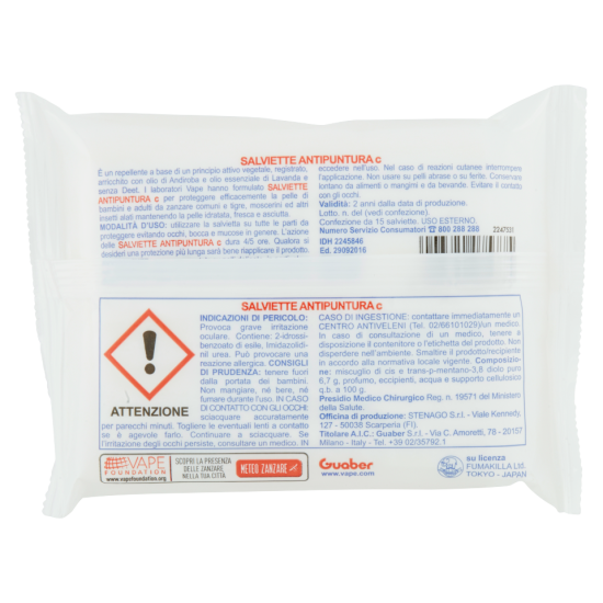 Vape Derm Kids Salviettine Anti Puntura