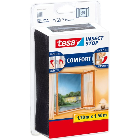 Tesa Zanzariera Adesiva Antracite 130 x 150cm