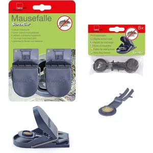 Trappola per topi a molla professionale + 6 Esche SuperCat