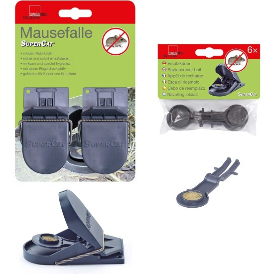 Trappola per topi a molla professionale + 6 Esche SuperCat