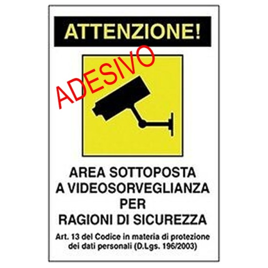 Cartello Area Video Sorvegliata Adesivo