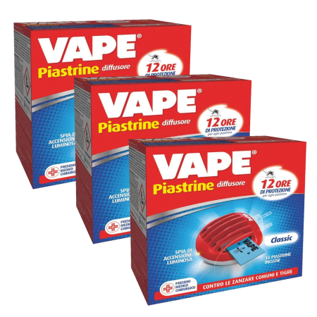 3 Diffusore per Zanzare con Spina - 10 Vape Piastrine Classic