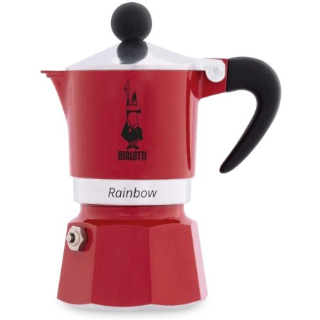 Caffettiera 3 Tazze Rossa Bialetti Rainbow in alluminio con manico ergonomico