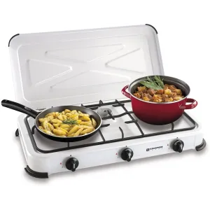 Fornello a Gas Campeggio Kemper - Cucina Portatile a Gas, 3 bruciatori, coperchio e griglia. 2