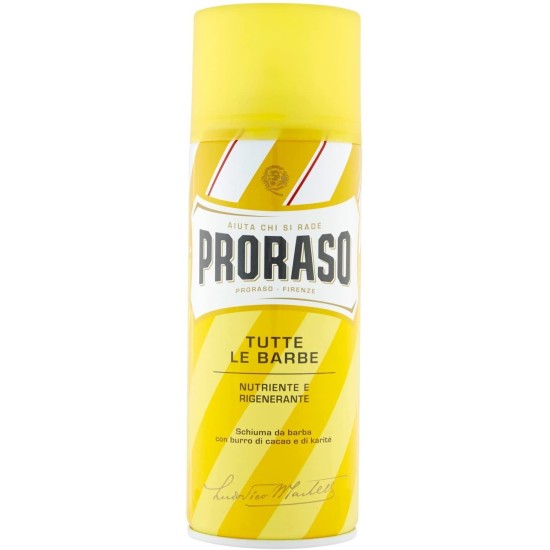 Schiuma Barba Proraso Gialla 400ml - Nutriente al Burro di Cacao
