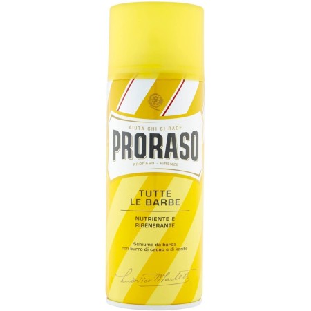 Schiuma Barba Proraso Gialla 400ml - Nutriente al Burro di Cacao